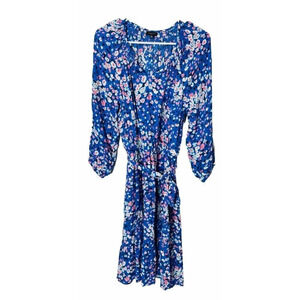 Talbots Dress LP Ruched Floral Belted Flowy 3/4 Sleeve Cottagecore Bubble Sleeve